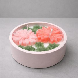 Amber Kokulu %100 Doğal Soya Mum – Aromaterapi Dekoratif Mum | Çiçek Desenli Tasarım 12x4 cm